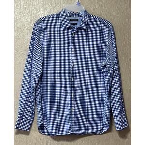 Banana Republic Camden Fit Button Up Gingham Shirt Royal Blue Academia Size XL